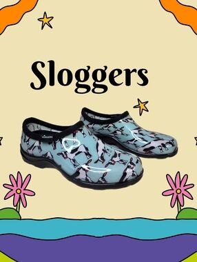 Sloggers Womens Sz 8 Waterproof Cowabella  Gardening Shoes Mint Blu Lovely Cows